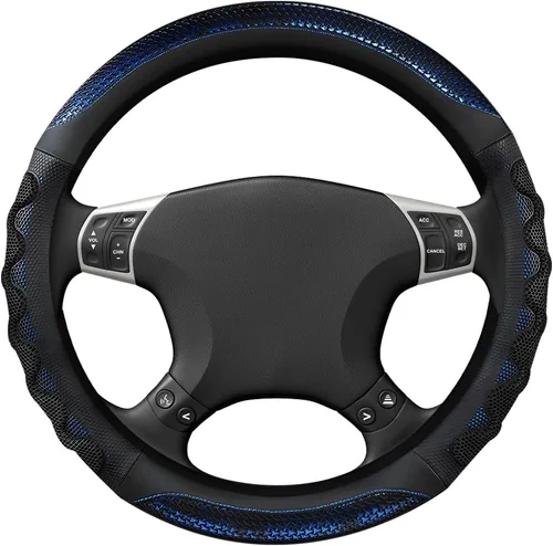 Miniatura 7 de DXNQ Funda para volante de automóvil, 15 pulgadas, diseño de panal 3D, protector de volante de automóvil con agarre cómodo, transpirable