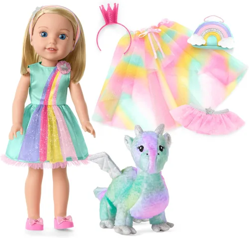Miniatura 7 de American Girl WellieWishers - Muñeca Camille de 14.5 pulgadas con leotardo azul, falda de sirena, diadema y botas, para mayores de 4 años