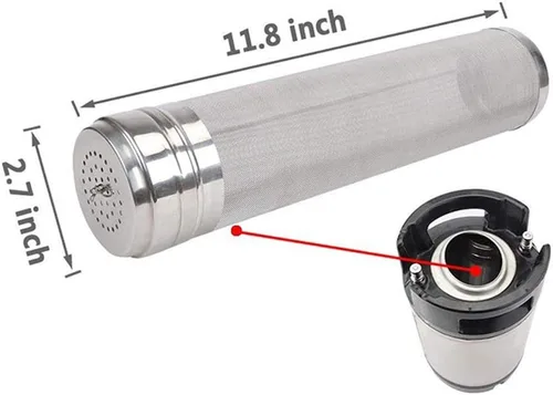 Miniatura 4 de Filtro de tolva seca de cerveza, filtro de lúpulo de acero inoxidable, filtro de malla micrón, cartucho de filtro de cerveza (2.8 x 11.8 pulgadas)