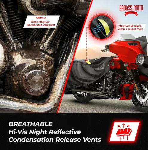 Miniatura 8 de Cubierta de protección para motocicleta de la marca Badass Motogear, con rayas reflectantes de seguridad nocturnas, escudos de calor, con badass