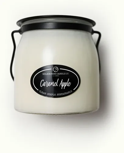 Miniatura 3 de Milkhouse Candle Company Vela de soja de manzana y caramelo, rodajas de manzana, canela, perfumada a vainilla dulce, tarro de mantequilla de 16
