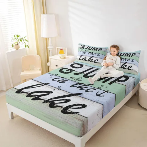 Miniatura 34 de Erosebridal Fishing Fitted Sheet Twin for Boys, Big Pike Fish Black Bed Sheets for Rustic Farmhouse Lake House Decor, Fishing Bedding Set Marine