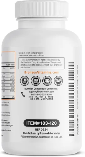 Miniatura 7 de Bronson Super B100 Complejo de Vitamina B de liberación sostenida contiene todas las vitaminas B (vitamina B1, B2, B3, B6, B9 - ácido fólico, B12)