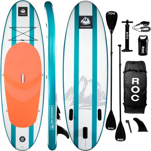 Miniatura 17 de Roc Tabla de remo inflable con accesorios de tabla de remo de SUP de alta calidad, diseño amplio y estable, cubierta antideslizante y cómoda