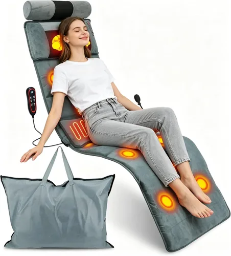 Miniatura 11 de Alfombrilla de masaje de cuerpo completo, almohadilla para silla de masaje de espalda con calor, motores de vibración multifuncionales, masajeador
