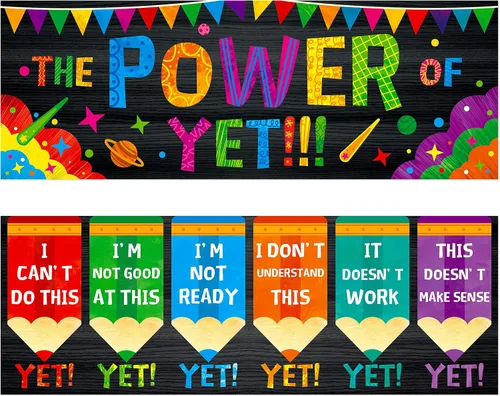 Miniatura 9 de Póster de pancarta para aula, 2 piezas coloridas para decoración de tablón de anuncios, carteles motivacionales para escuela y aula, jardín