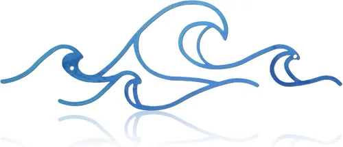 Seeloowy Decoración de pared ondulada, alambre de metal azul, arte de pared con diseño de océano costero, playa, imágenes de surf, guardería,