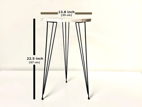 Miniatura 2 de Juego de 2 mesas auxiliares redondas de madera para sofá para espacios pequeños, mesita de noche con patas de metal para dormitorio, sala de estar