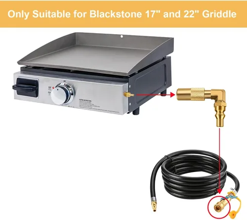 Miniatura 3 de WADEO Adaptador de codo de conexión rápida RV de 1/4 de pulgada de baja presión para Blackstone 17 pulgadas y 22 pulgadas de gas propano parrilla