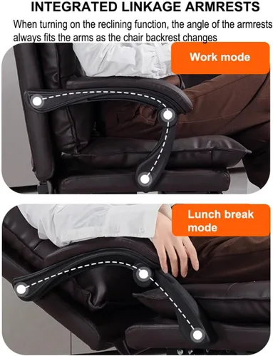 Miniatura 5 de Silla de oficina de respaldo alto, silla de escritorio para computadora, silla ejecutiva ergonómica, silla giratoria reclinable con reposapiés
