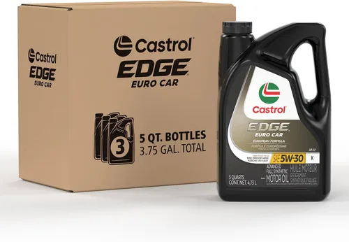 Aceite de motor Castrol Edge Euro 5W-30 K, 5 cuartos de galón, paquete de 3