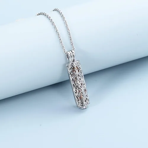 Miniatura 39 de shajwo Joyería de cremación cilíndrica, collar de cenizas de urna del árbol de la vida para mujeres y hombres, vial de cremación de cenizas