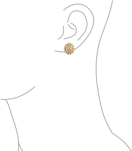 Miniatura 3 de Juego de bisel de cable de cuerda trenzada con clip de botón redondo de perlas blancas para mujer, chapado en oro rosa amarillo o plata