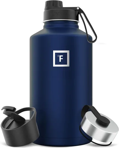 Miniatura 110 de IRON °FLASK Frasco de hidratación para acampar y senderismo con pajilla, botella de agua deportiva de acero inoxidable con aislamiento de boca Dark