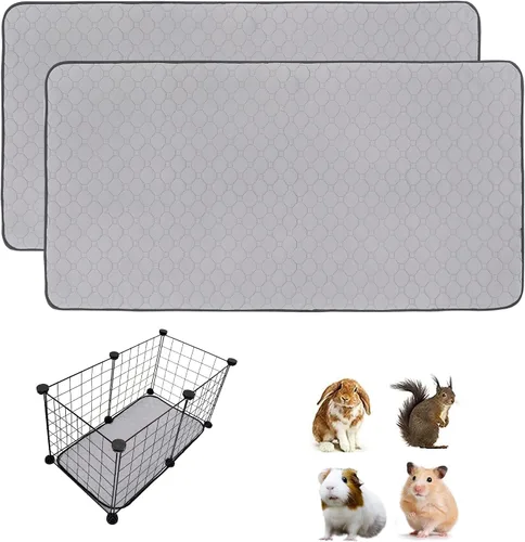 Miniatura 13 de Paquete de 2 forros para jaula de cobayas LWYMX, 24'' X 48'', almohadillas lavables para orina de cobayas, alfombrilla antideslizante reutilizable