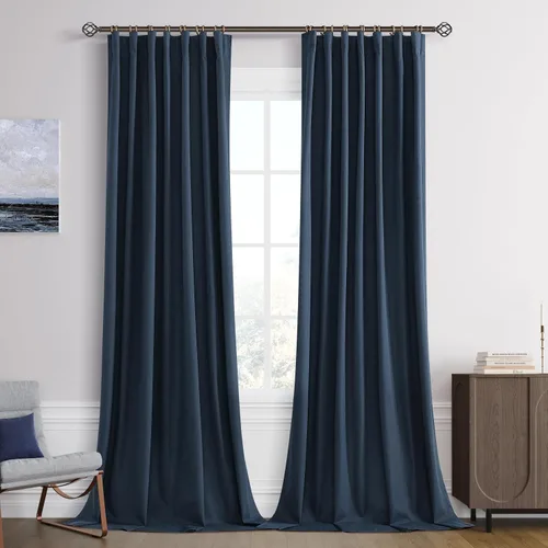 Miniatura 10 de Joywell 2 cortinas opacas 100%, lino, beige natural, trabillas traseras/cinta con ganchos, aislantes, de dormitorio, comedor, sala, puerta corrediza