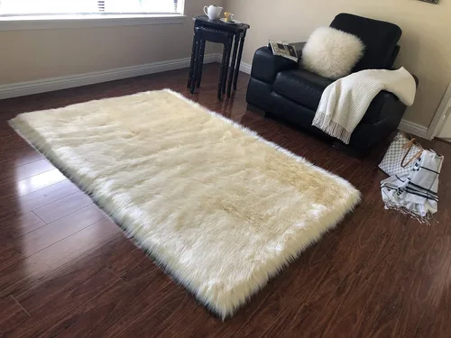 Miniatura 17 de LAMBZY Alfombra rectangular de piel de oveja sintética, súper suave, hipoalergénica, de felpa, lujosa alfombra de felpa sedosa para dormitorios
