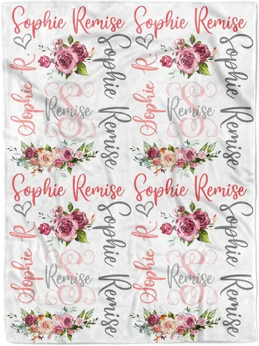Miniatura 7 de MDPrints - Manta rosa de bautismo para niñas, regalos de bautismo personalizados para niñas, mantas de bebé personalizadas para niñas con nombre