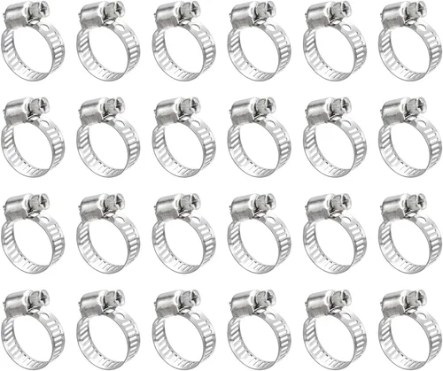 Miniatura 15 de uxcell Abrazadera de manguera de engranaje helicoidal, 12 abrazaderas de manguera de acero inoxidable ajustables de 1 a 1 1/2 pulgadas para asegurar