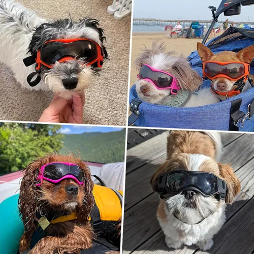 Miniatura 7 de Gafas de sol para perros de razas pequeñas, lentes de sol para perros con protección UV, para cachorros para mascotas pequeñas al aire libre, Naranja
