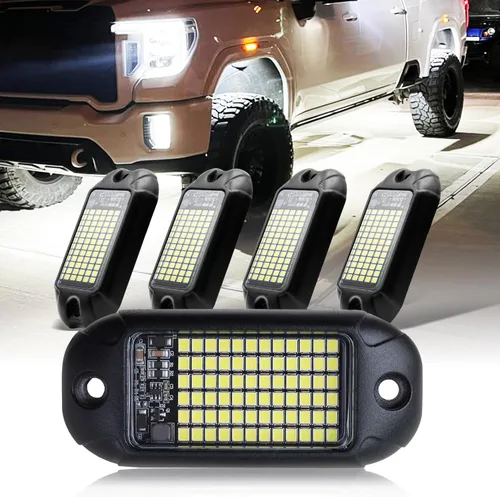 Nicoko 4Pods - Luces LED de roca puras blancas de 72 unidades con chips SMD de 72w, luces súper brillantes para vehículos todoterreno, barco, bajos
