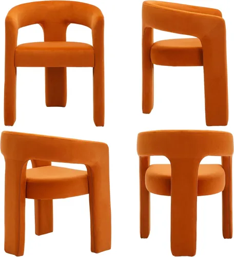Miniatura 7 de BESTANO Sillas de comedor modernas tapizadas en terciopelo de vellón con respaldo abierto, lindas sillas laterales de barril, sillas de cocina