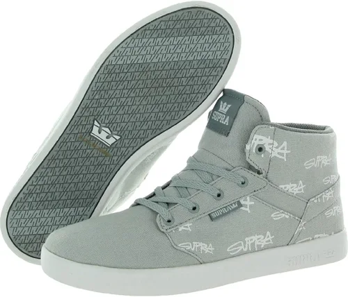 Miniatura 2 de Supra Tenis altos Yorek Hi de lona para niños, Gris Print White