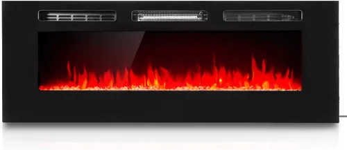 XtremepowerUS Chimenea eléctrica empotrada doble en pared/montado en la pared Calentador eléctrico Chimenea 750W 1500W (50")