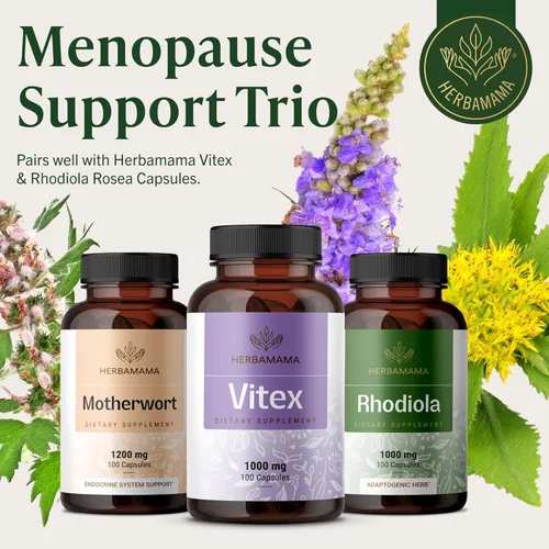 Miniatura 7 de HERBAMAMA Vitex Chasteberry Suplemento para mujeres – Suplementos para la menopausia* para mujeres con Vitex Berry – 1000 mg de baya de árbol casto