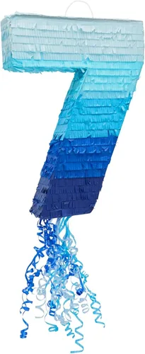 Miniatura 12 de BLUE PANDA Cuerda de 6 piñatas – Azul degradado 16.5 x 11.3 x 3 pulgadas – Piñata número 6 para decoraciones de cumpleaños y decoración de fiestas