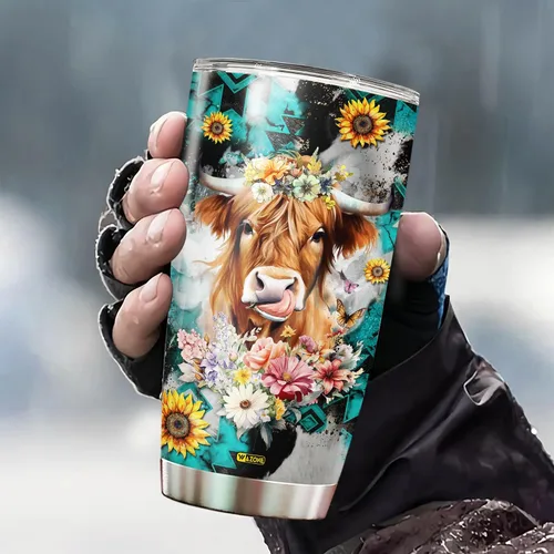 Miniatura 3 de WAZONE Vaso de vaca personalizado con tapa, de piel de vaca occidental, de 20 onzas, 30 onzas, taza de viaje con nombre personalizado, taza aislada