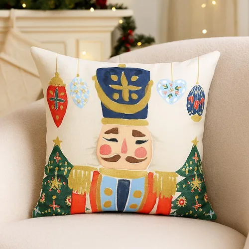 Miniatura 5 de Fundas de almohada navideñas de 18 x 18 pulgadas, decoración de cascanueces de Feliz Navidad, decoración de vacaciones, casa de campo, Navidad