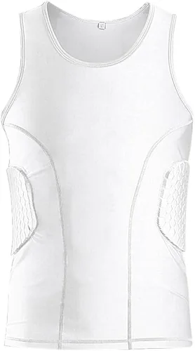 Camiseta de fútbol acolchada para hombre con almohadillas, protector de costillas en el pecho, protección para el esternón, para béisbol y baloncesto