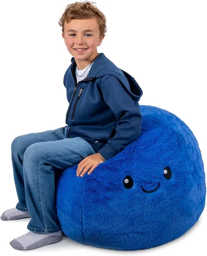 Miniatura 24 de Big Joe Silla Puf Clásica para Dormitorio de Niños y Rincón de Lectura, Azul Marino Fácil de Limpiar, Mezcla Duradera de Nylon y Poliéster, 2 Pies