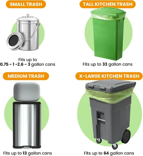 Miniatura 3 de GreFusion Bolsas compostables para cubo de compost de cocina, 1.2 galones, 125 unidades, certificadas por BPI y ASTM, a prueba de fugas y control