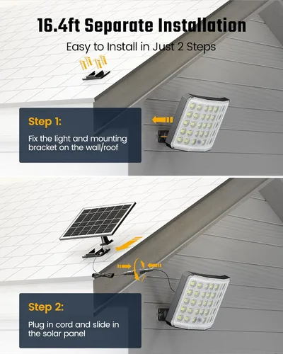 Miniatura 7 de Luces Solares para Exteriores Brillantes, Luz Solar de Anochecer a Amanecer con Batería de 3000mAh, IP65 Impermeable Control Remoto Luz
