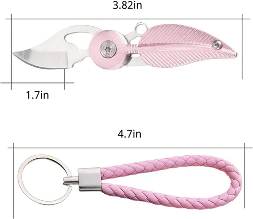 Miniatura 2 de Cuchillo de bolsillo para mujer, color rosa, cadena, mini, bonito accesorio para llaves Rosado