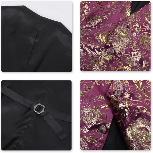 Miniatura 5 de Cloudstyle Chaleco de vestir con estampado para hombre, ajustado, chaleco formal con botones