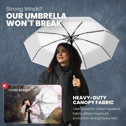 Miniatura 41 de Rain-Mate Paraguas compactos resistentes al viento para la lluvia, diseño de costilla de fibra de vidrio reforzada fuerte y apertura y cierre