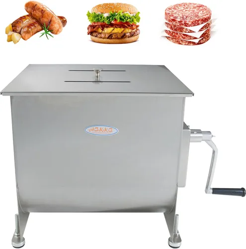 Miniatura 12 de Hakka Mezcladores de carne manuales de acero inoxidable de 10 litros/20 libras de capacidad con tanque fijo, máquina mezcladora de salchichas