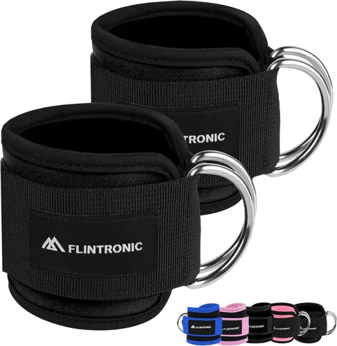 flintronic 2 correas de tobillo para máquina de cable, puños de gimnasio con doble anillo en D de acero inoxidable, tobillera de gimnasio con