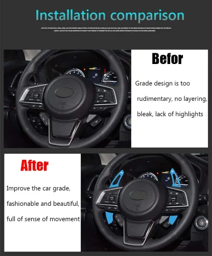 Miniatura 2 de Great-luck Extensiones de aluminio para palanca de cambios de volante de 2 piezas (azul) para Subaru BRZ Impreza WRX Legacy XV Crosstrek Ascent