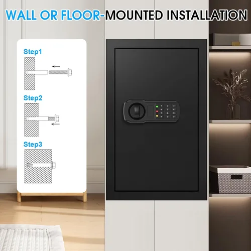 Miniatura 8 de Caja fuerte grande de 5.2 pies cúbicos para el hogar, resistente al fuego, caja de seguridad ignífuga para el hogar con teclado programable, llaves