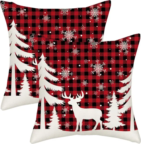 Miniatura 38 de AGAYNA Juego de 2 fundas de almohada decorativas con diseño de acuarela verde salvia para árbol de Navidad de 16 x 16 pulgadas, para sofá, invierno