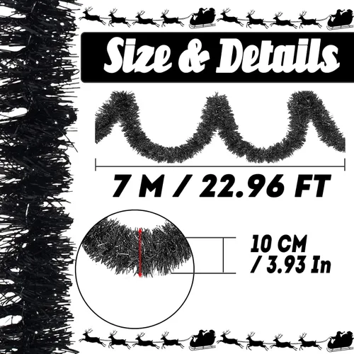 Miniatura 2 de Guirnalda de flecos de aluminio para Navidad de 7,6 m con borla metálica, bandera para colgar en la pared, telón de fondo de oropel, serpentinas