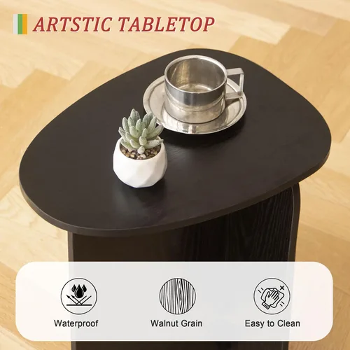 Miniatura 6 de AWASEN Mesa auxiliar negra, mesa auxiliar triangular pequeña para sala de estar, mesa de acento moderna con tablero único, mesa de noche mini para C