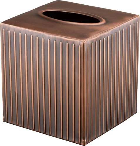 Miniatura 13 de Caja de pañuelos Monarch Abode Cuadrada – Caja de soporte de pañuelos de metal de peltre martillado a mano para accesorio de baño, cubo decorativo