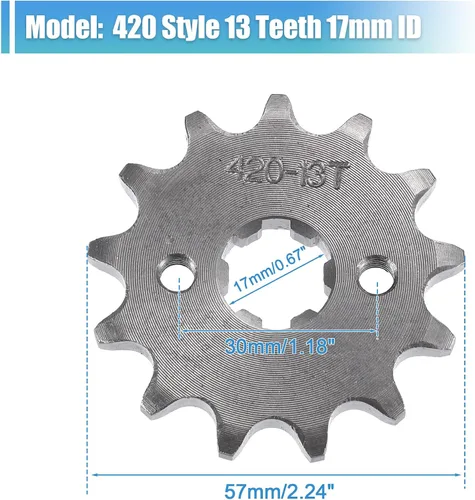 Miniatura 3 de X AUTOHAUX 1 juego de 420 estilos 13 dientes 0.669 in ID motocicleta piñón delantero motor apto para motocicleta 50cc 70cc 110cc 125cc motocicleta