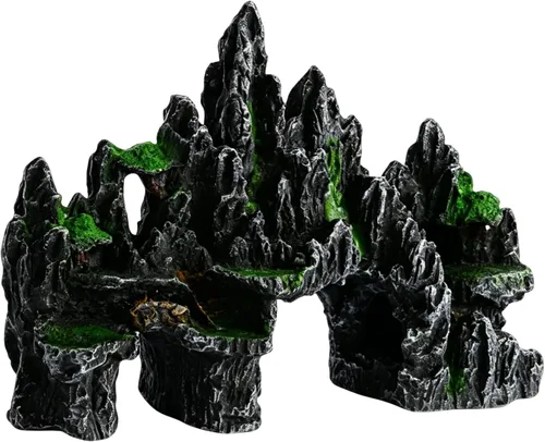 Miniatura 7 de Saim Decoraciones grandes de roca de acuario, adorno de montaña, puente de cueva de peces, modelo de paisaje acuático para peces dorados, escondite