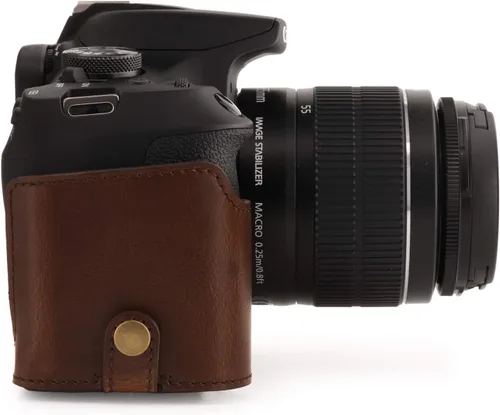 Miniatura 8 de MegaGear MG1608 Ever Ready - Funda de piel para cámara compatible con Canon EOS Rebel T7 (0.709-2.165 in), 2000D (0.709-2.165 in), color marrón